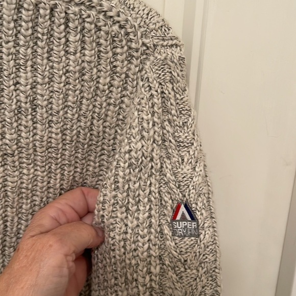 Super dry JPN wool blend women’s sz S heavy cable knit gray heather sweater - Picture 11 of 17